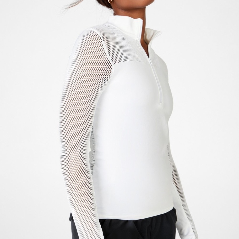 Fabletics Women's Size S White Arleta Sculpt Knit Long-Sleeve Top